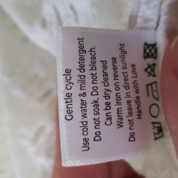 Monsoon and Beyond Women Midi Dress Large Ivory Tier Eyelet Puff Sleeve Pockets - Picture 12 of 16